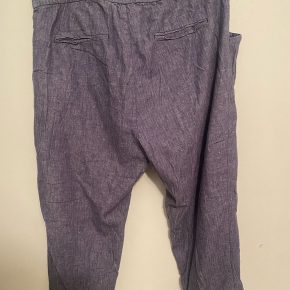Nwot old navy cropped linen blend elastic waistband size 16 blue - Picture 3 of 5